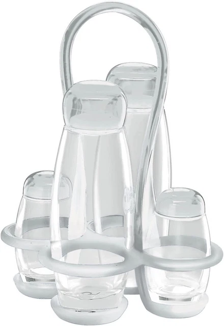 Guzzini Menage Set Olio Aceto Sale e Pepe Gocce, Trasparente, 17 Trasparente