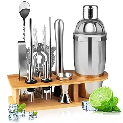 22Pcs Bar Martini Cocktail Shaker Set Mixer Maker Bar Strainer Bartender Kits