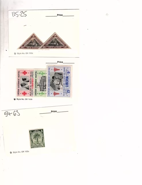 Liberia stamps  on dealer cards used MH   (mb25