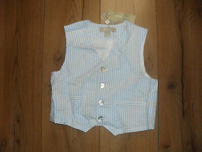 Little Linens Designer Boys Blue Stripe Waistcoat Age 8-9 Years New with Tags