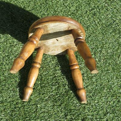 Antique Georgian Sycamore 4 Legged Low Stool With Round Top 1800 4