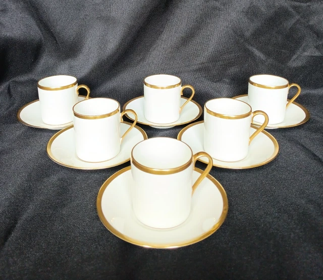 Service De 6 Tasses à Café Et Sous-tasses De Limoges - Blanc, Occasion