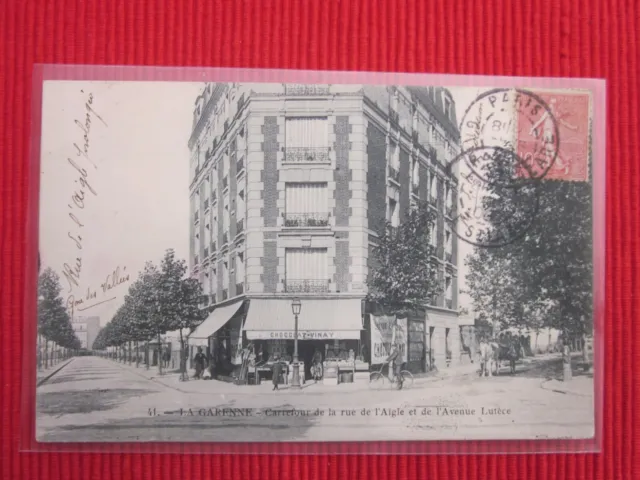 Cpa Written Stamp La Garenne Crossroads De La Rue De L'aigle Avenue Lutece 92