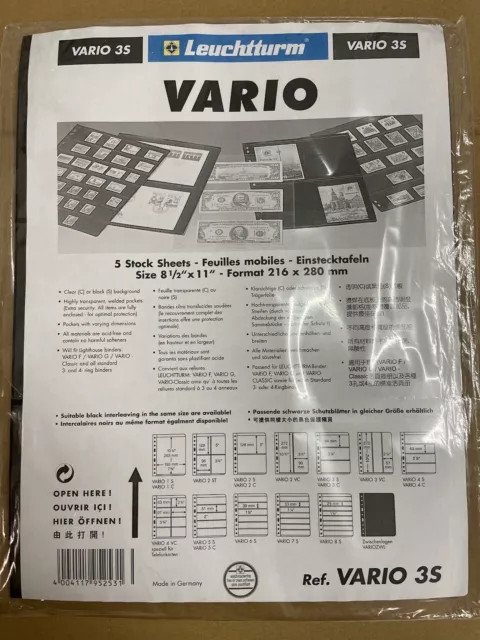 Leuchtturm VARIO Stamp Album Stock Sheets (5) - 3S