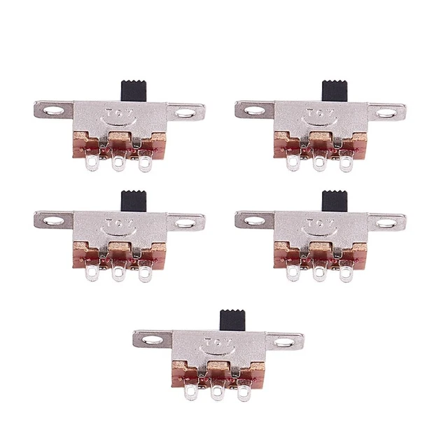 5 Pcs x On-Off 2 Position SPDT 1P2T Panel  Slide Switch Solder Lug SS12F15G3 OW7