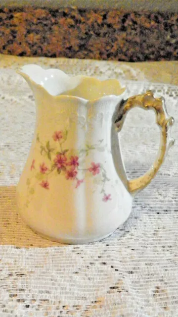 JPL FRANCE Abram FRENCH & CO BOSTON MASS VINTAGE CREAMER PINK FLORAL 4 1/2"