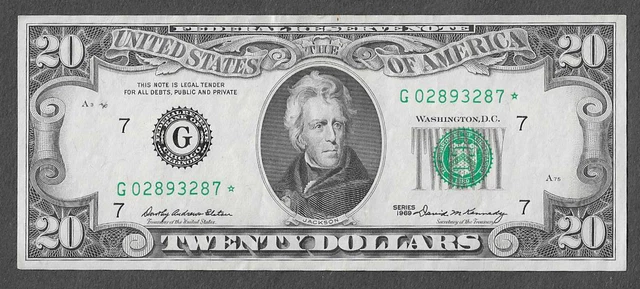 FR 2067-G* STAR Chicago $20 Series of 1969 Green Seal Federal Reserve Note