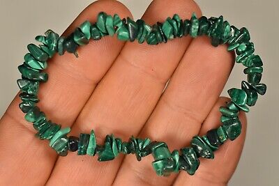 *MALACHITE* Chip Bead Bracelet 15.2g Elastic Natural Stones Healing Crystal
