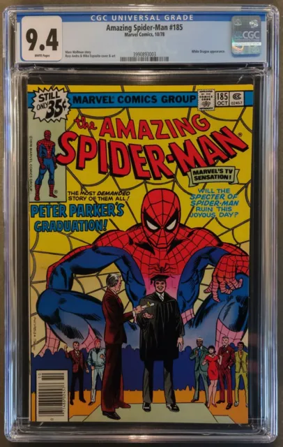 Amazing Spider-Man 185 Cgc 9.4 Wp - Marvel Comics 1978 White Dragon New Cgc Case