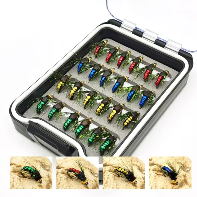 Must have 24pcs Fly Hooks Insect Lures Bait for Fly Fishing For Trout Carp Bass