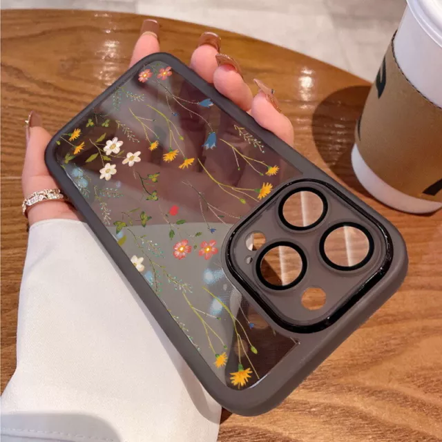 For iPhone 15 Pro Max 14 13 12 Butterfly Flower Heart TPU Clear Soft Case Cover