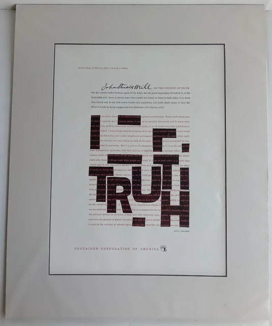 Container Corporation of America Great Ideas of Man JOHN STUART MILL Ad MATTED