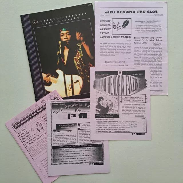 Jimi Hendrix Fan Club News Letters Catalog Rare Lot