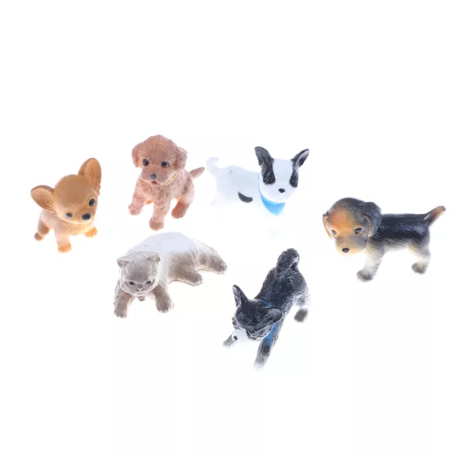 6Pcs/Set simulation cat and dog Dollhouse Miniature Model Decoration Gift Toy-YH