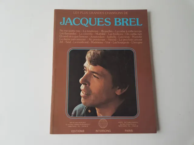 ♫ Partition / Songbook - Les plus grandes chansons de Jacques BREL ♫