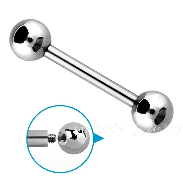 12G 9/16& 14MM 6mm Ball Externally Threaded Surgical Steel Tongue Ring