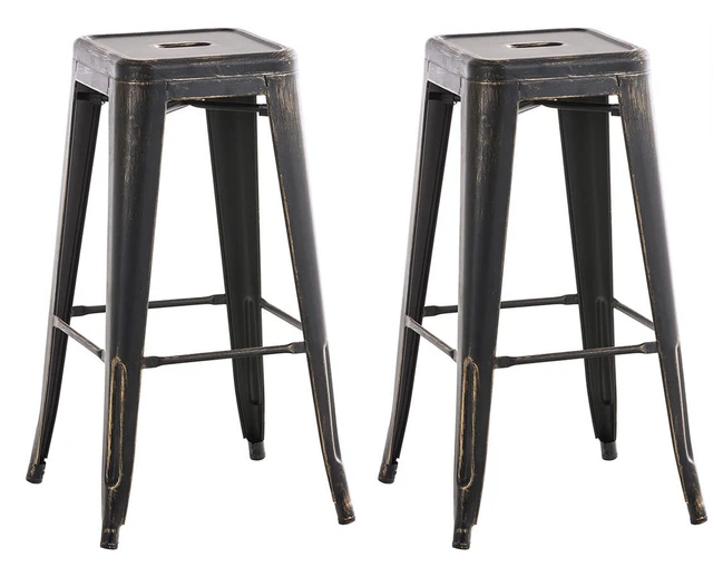 ALBERT - Tabouret de Bar en Plastique et Métal Noir