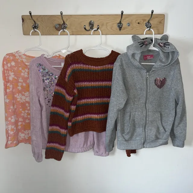 Girl’s Size 6/6x Long Sleeve Shirts Sweaters Cat Sweatshirt Hoodie Lot Of 4