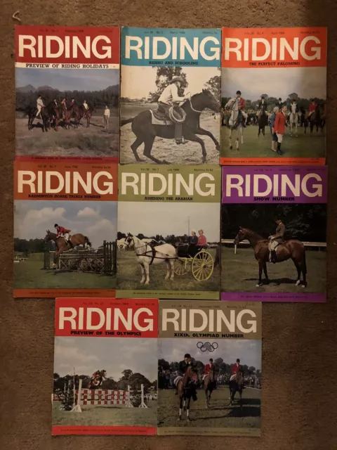 8 x RIDING The Horselovers Magazine 1968 Feb Mar Apr Jun Jul Sept Oct Dec