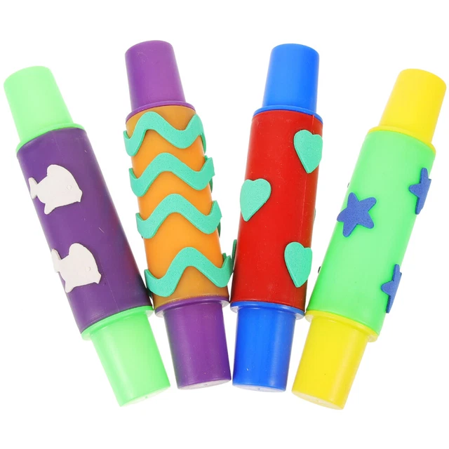 4 piezas cepillo de esponja de pintura de dibujo portátil reutilizable para dibujar niños pequeños