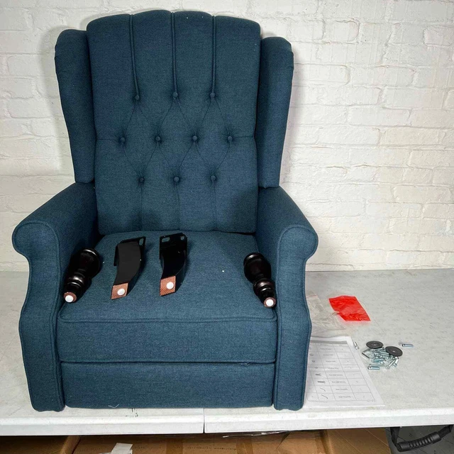 Christopher Knight Walter Tufted Fabric Wingback Recliner Club Chair, Blue Christopher Knight Walter Tufted Fabric Wingback Recliner Club Chair, Blue