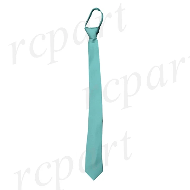 New formal men's pre-tied ready knot necktie poly wedding party Aqua prom slim