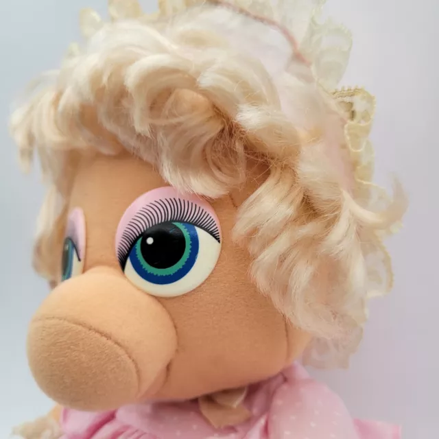 Vintage 1985 Hasbro Softies Muppet Babies BABY MISS PIGGY Plush Doll Pink Dress 3