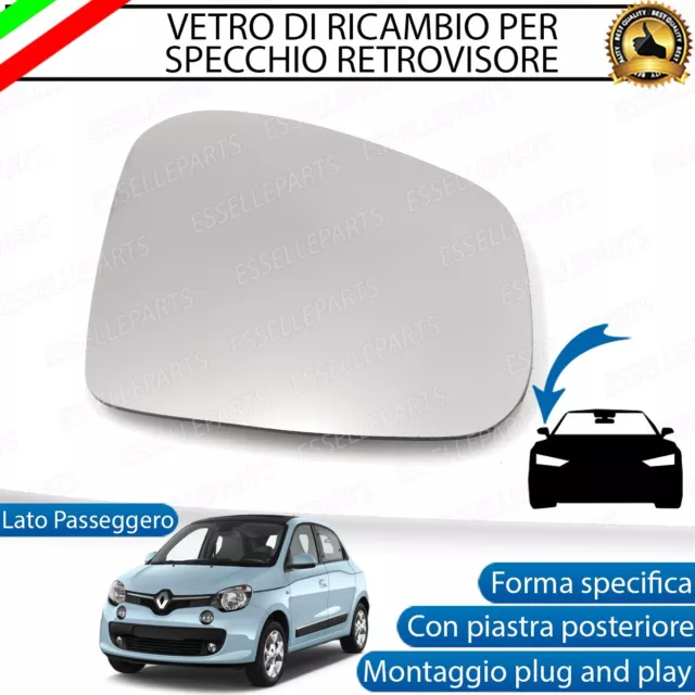 Specchietto Renault Twingo Mk3 Vetro Specchio Retrovisore Lato Passeggero