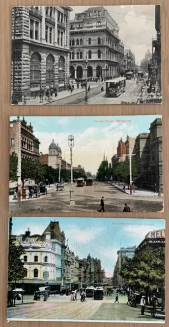 3 POSTCARDS DEPICTING SYDNEY AND MELBOURNE LATE 1800's TO EARLY 1900's