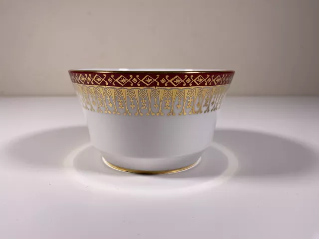 Royal Grafton Open Sugar Bowl Majestic Maroon Red Gold Geometric Filigree VGC