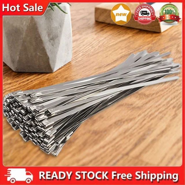 New 100PCS 4.6x200mm Acero Inoxidable Escape Embalaje Recubierto Cable de Bloqueo Cremallera Kra