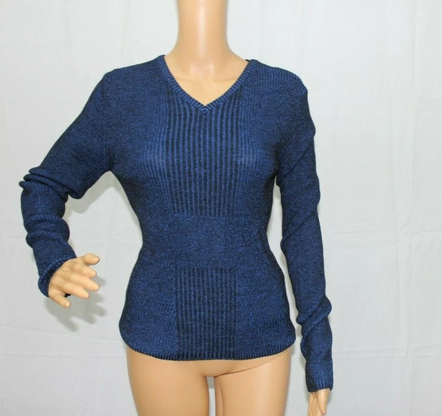 Maglia donna lurex scollo V maniche lunghe vari colori e taglie - maglione