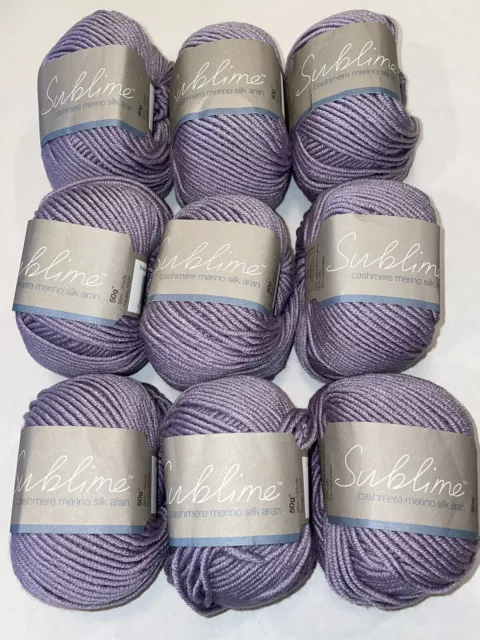 Sublime Yarn shade 0011 lilac purple 9 balls 94yd/50g each cashmere merino silk