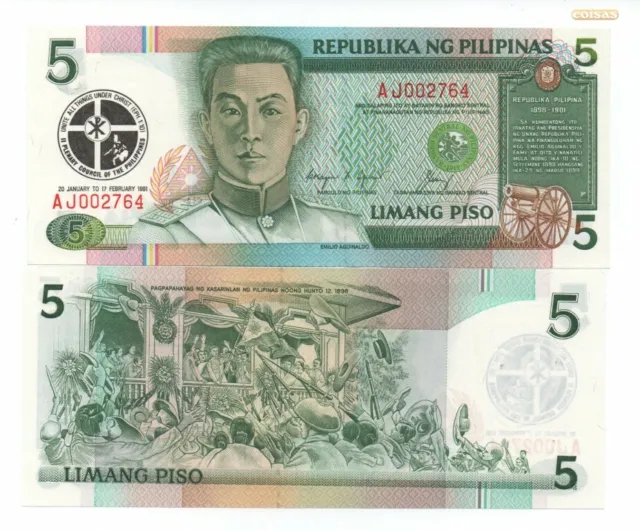 Philippines 5 Piso 1991 Pick 179 Unc