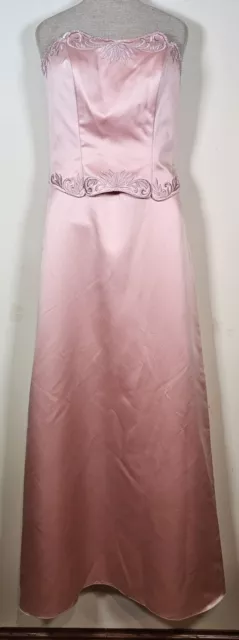 Formal Pink Long Maxi Strapless Gown Dress Size 6   Embroidered and beaded