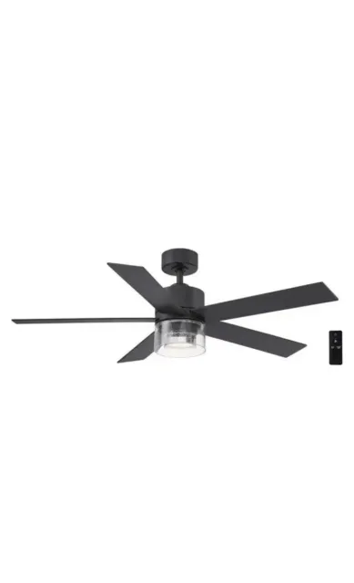 Hampton Bay Crysalis 52 in. Integrated CCT LED Indoor Matte Black Ceiling Fan