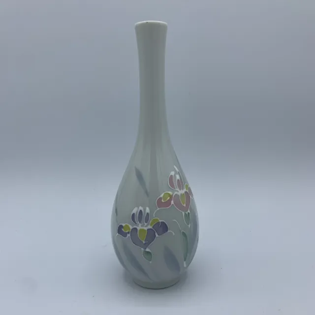 Vintage Otagiri Vase Floral Lite Hand Painted Made in Japan Iris Bud Vase Floral