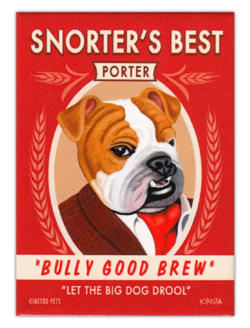 Retro Perros Refrigerador Imanes - Bulldog Porter ( Bull Dog ) - Publicidad Arte