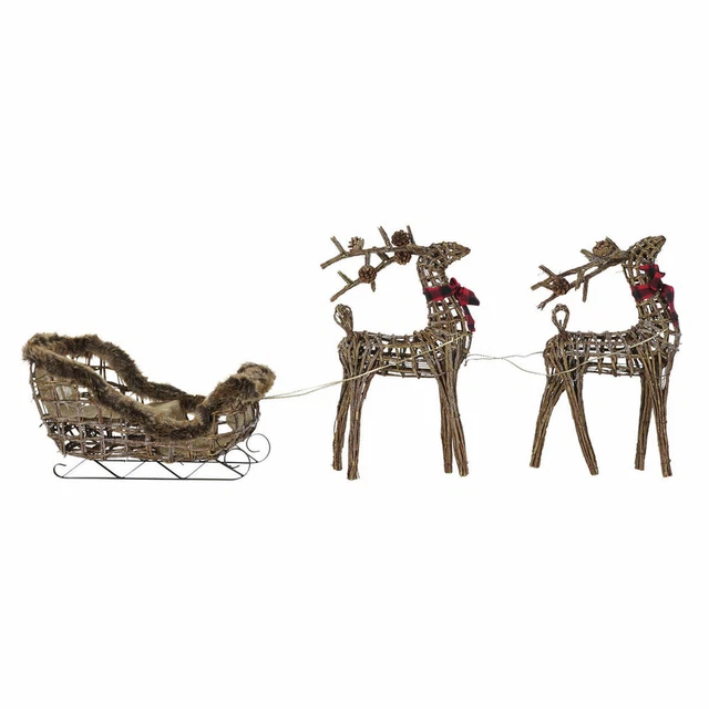 Weihnachtsschmuck DKD Home Decor Rentier natürlich Metall korb Kunststoff 30