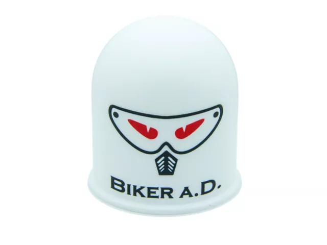 Schutzkappe Anhängerkupplung Motocross Helm Quad Devil Eyes Eye Böser Biker weiß