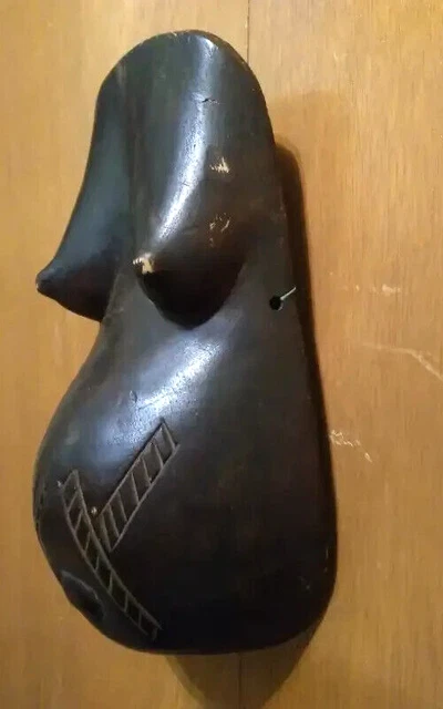 Africa Makonde wood hand carved Mask 13"X7"X4" Free Shipping 🎈 3