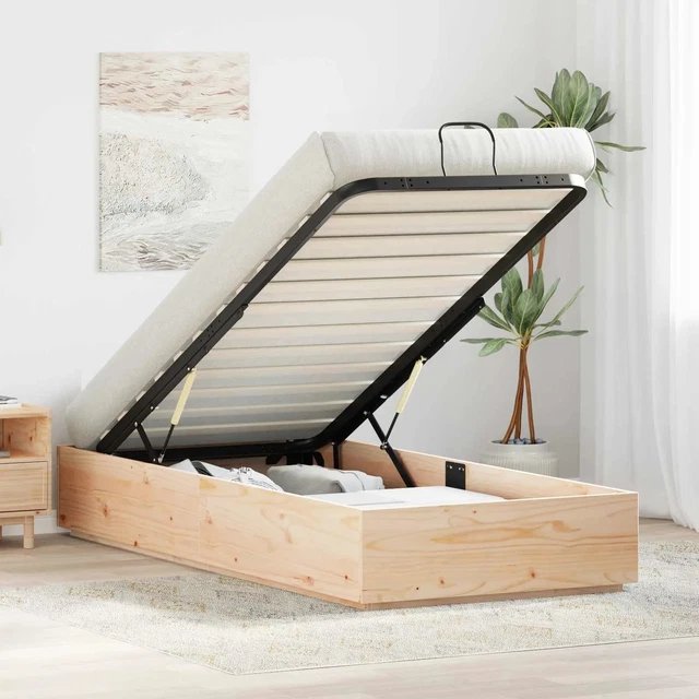 OTTOMAN BED FRAME Natural 80 x 200 cm Solid Pine Wood vidaXL £364.61 ...
