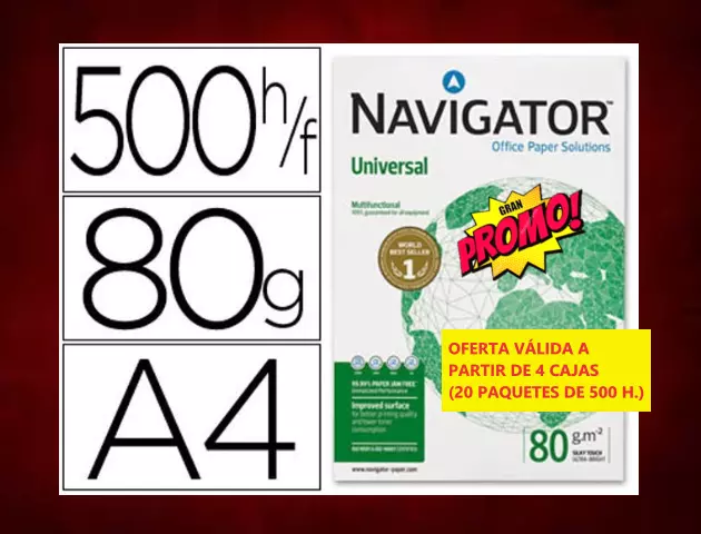 5 Paquetes Papel Navigator Din A4 80 Gramos -2500 Hojas (1 Caja) - Alta Calidad