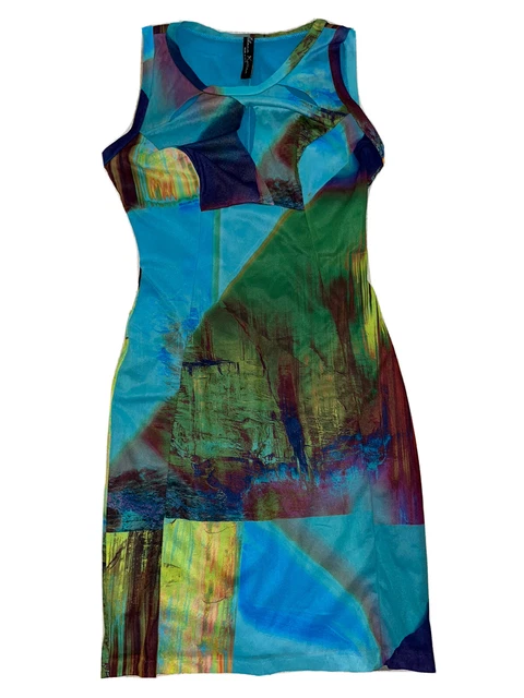 elana kattan abstract print sleeveless dress small