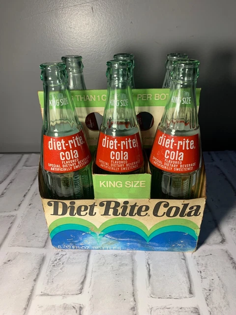 Vintage 1963 Diet-Rite Cola King Size 6 pack Glass Bottle 12 Fl oz 