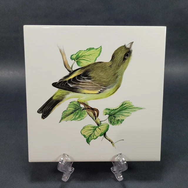 Mettlach Bird Ceramic Tile Made in Germany Saar Green 6x6