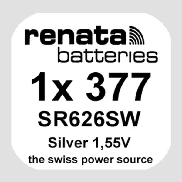 1x Renata 377 Uhren-Batterie Knopfzelle SR626SW AG4 1,55V Silberoxid im Blister