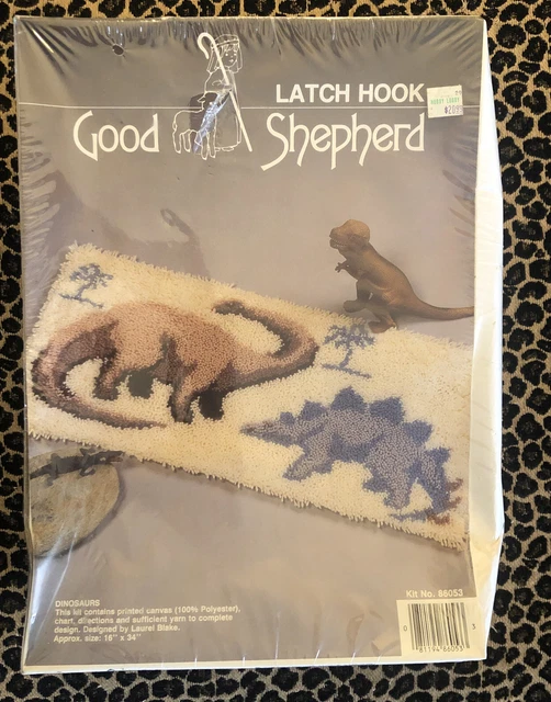 "Kit de alfombras de colección 1987 Good Shepherd con pestillo gancho - DINOSAURIOS 86053 NUEVO DE LOTE ANTIGUO 16""x 34"""