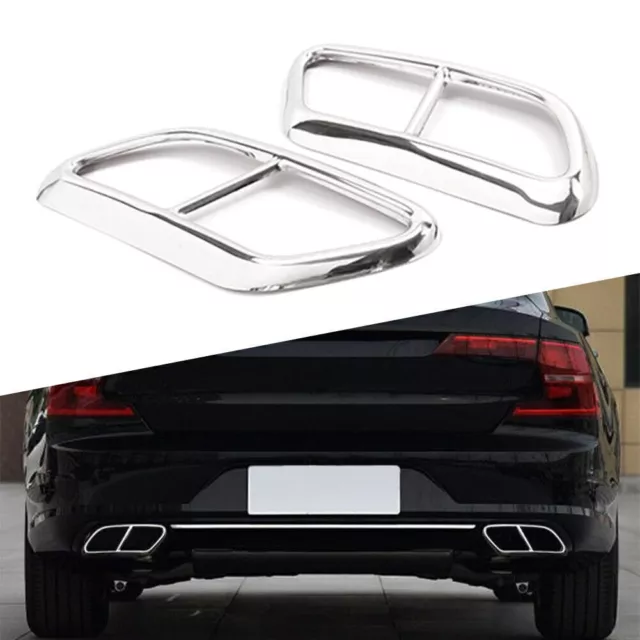 Exhaust Muffler Pipe Tip Tailpipe Cover Trim For Volvo V90 S90 2016-2020 Chrome