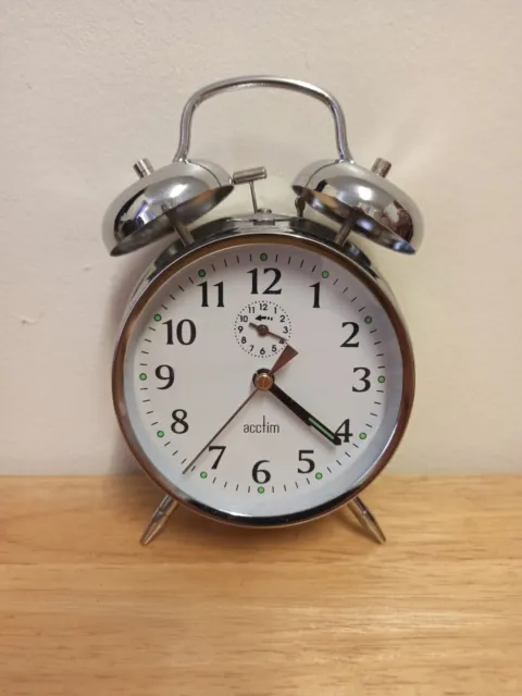 Acctim Analogue Alarm Clock  Mechanical Metal Bell Alarm .